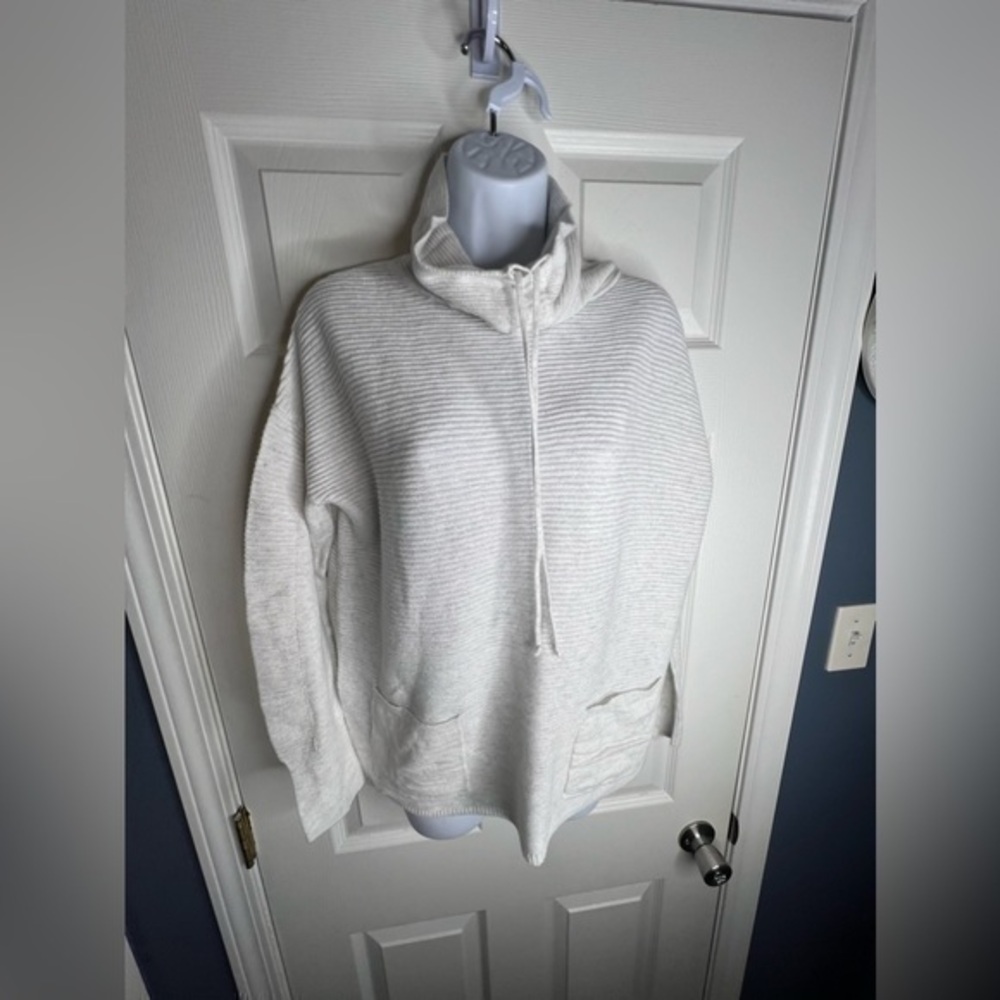 Dakini Women’s Medium Gray Cotton Blend Cowl Funnel Neck Sweater Top M *flaw